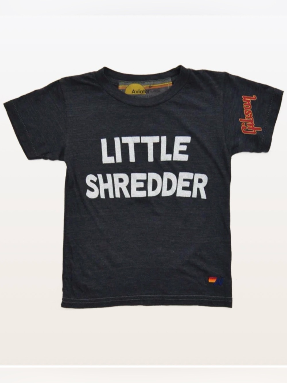 Aviator Nation x Gibson Little Shredder Kids Tee Charcoal Guitar Shirt
